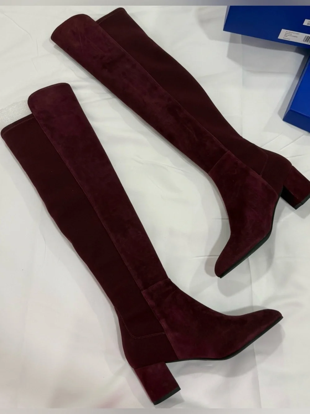 Stuart Weitzman Over-the-Knee Suede Boots in Deep Burgundy | Size 6